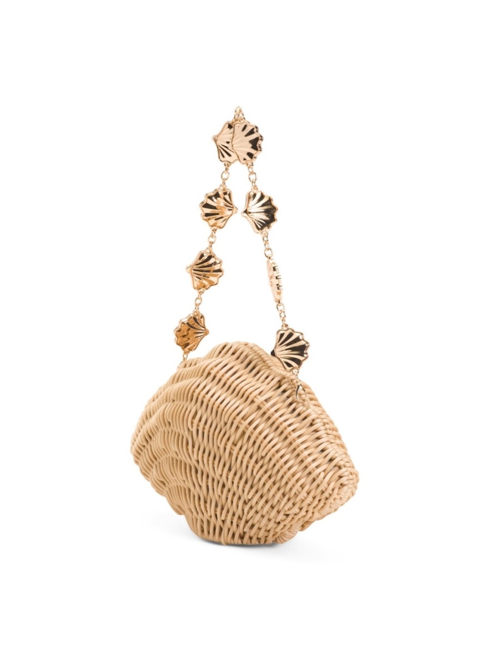 Haute Hippie | Woven SeaShell-Shaped Shoulder Bag in Natural NEW - Picture 2 of 7